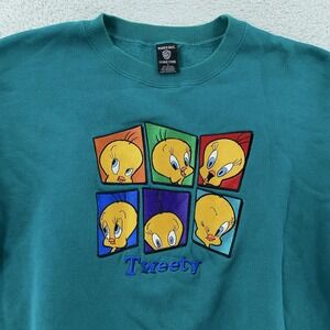 Vintage Tweety Looney Tunes Sweatshirt Small Embroidered Pop Art Warner Bros 90s